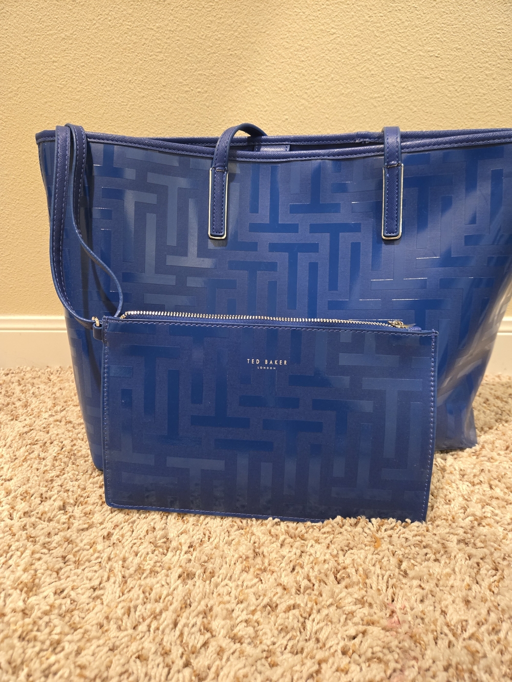 Ted Baker Blue Geometric Tote with Zip Pouch
